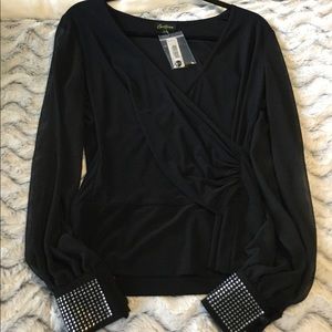 Cartise black blouse with sparkle cuffs